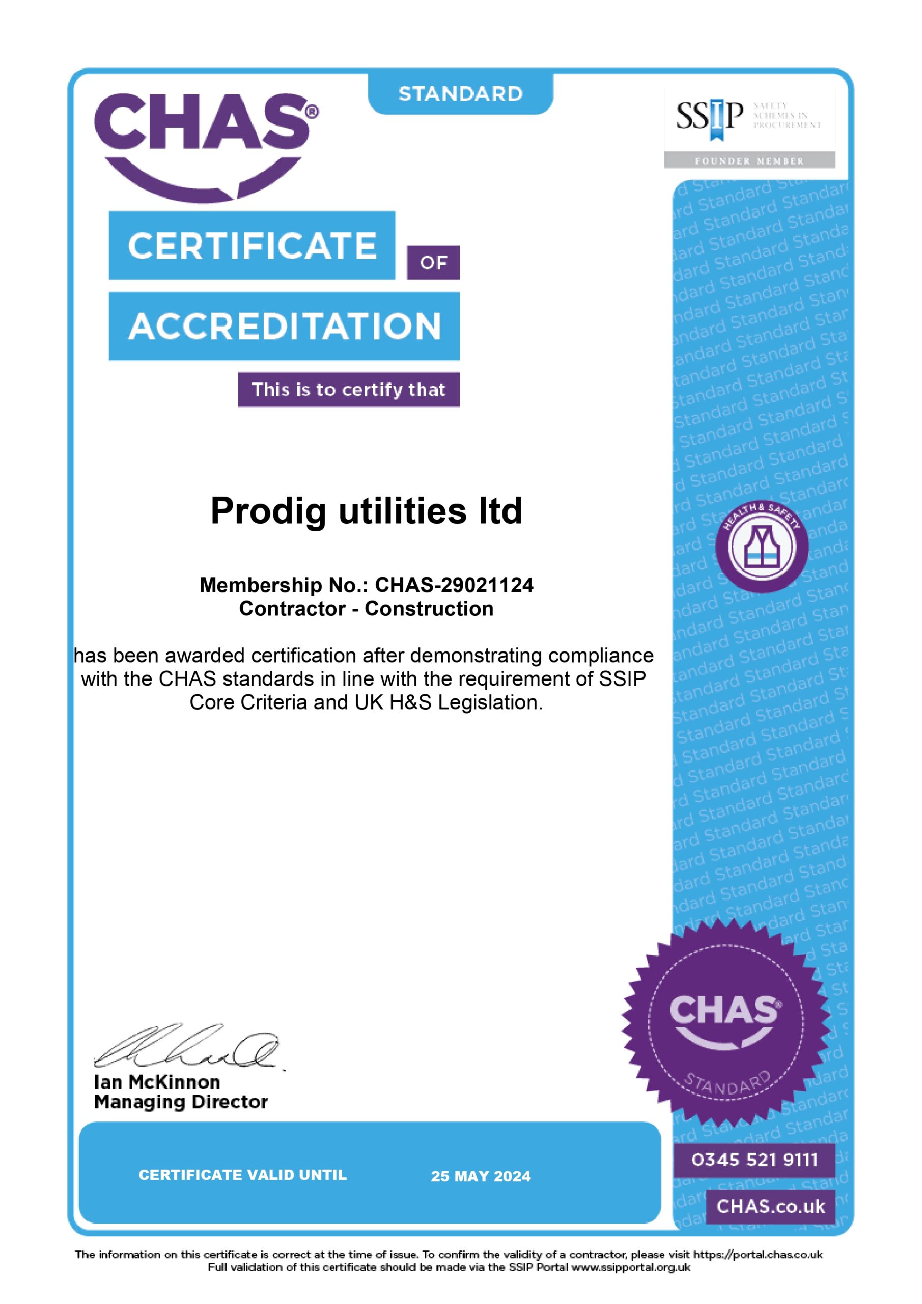 CHAS Certificate
