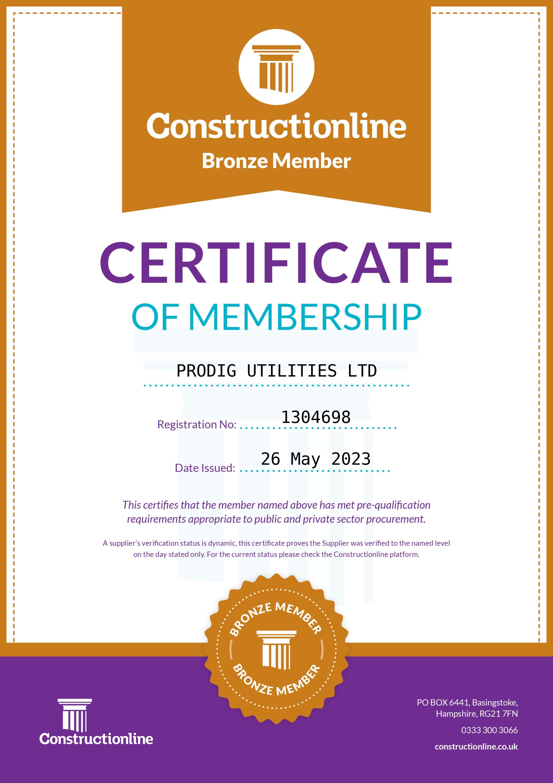 Bronze Certificate
