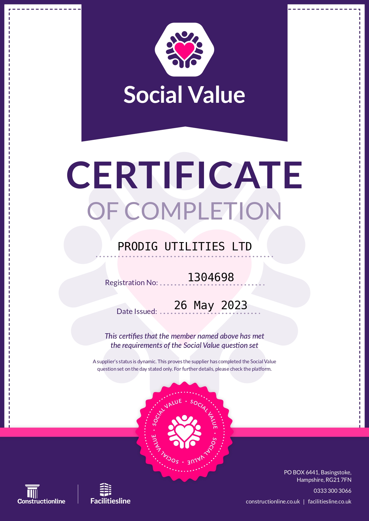 Social Value Certificate